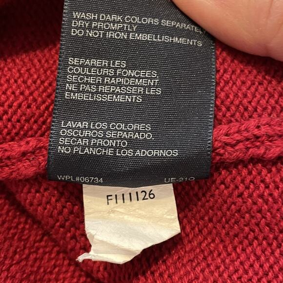 Tommy Hilfiger Sweater Youth Size XL 20 Red 1/4 Zip Pullover 100% Cotton Preppy - Picture 8 of 8